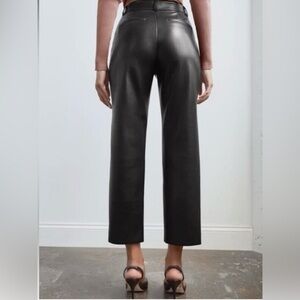 Babaton Black Straight-Leg Faux Leather Pants